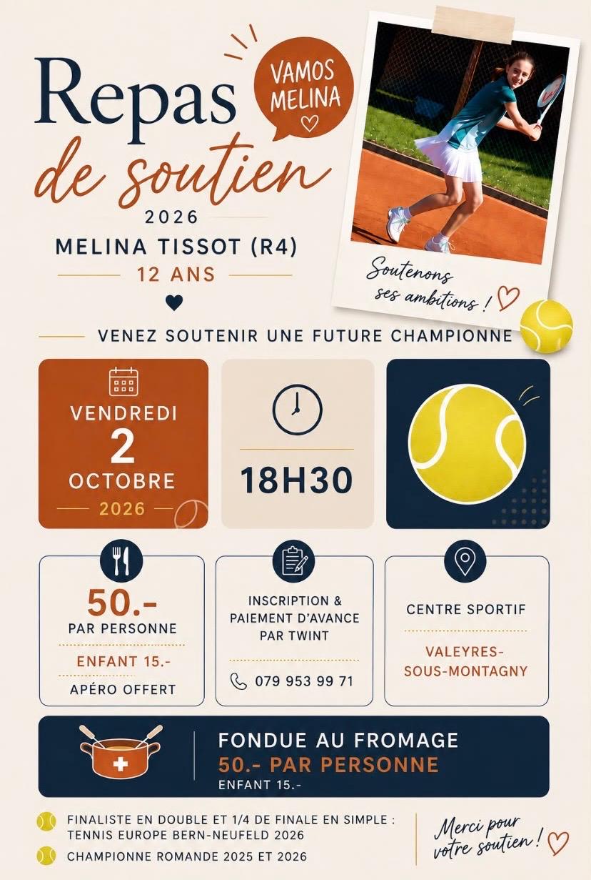 Flyer Repas de soutien Mélina Tissot