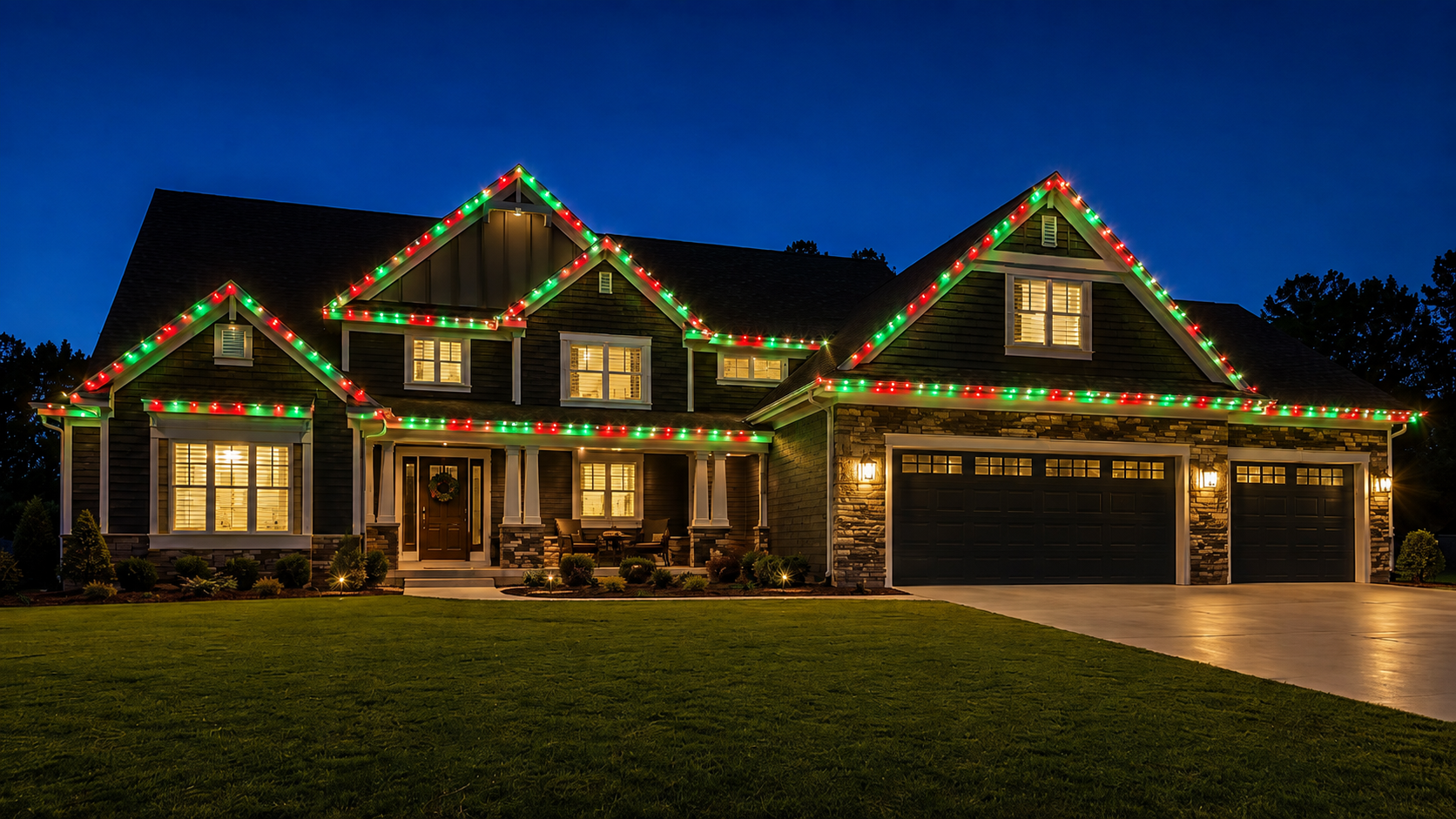 Christmas Colors — permanent exterior lighting in Fayetteville NC
