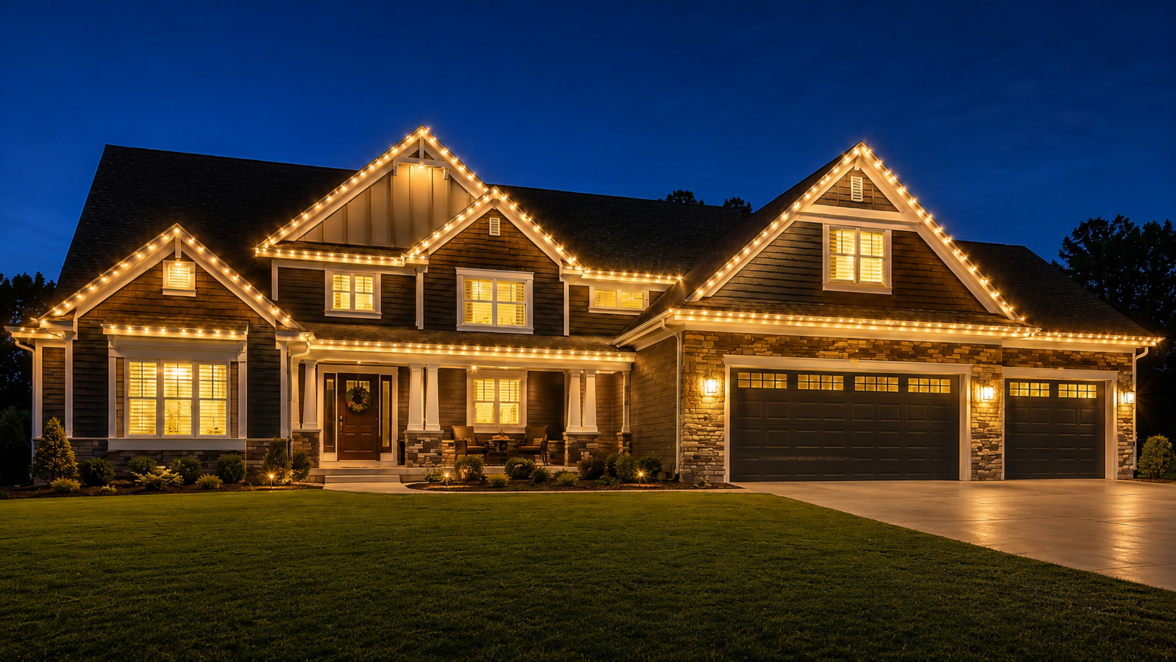 Warm White — permanent exterior lighting in Fayetteville NC