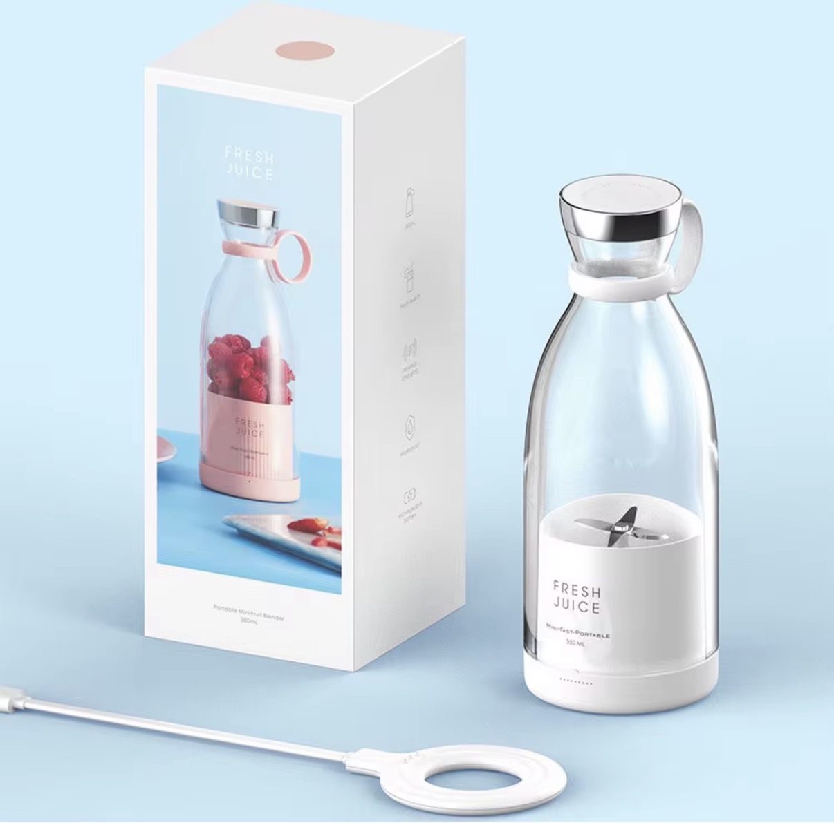 Fresh Juice portable blender with packaging and magnetic charger