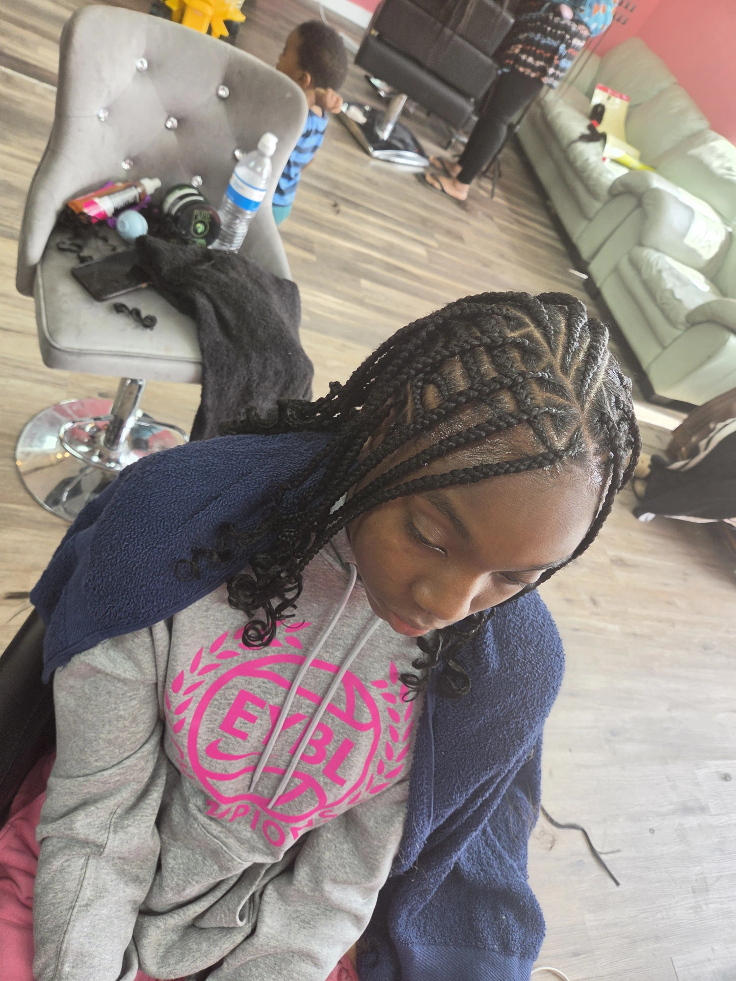 Fulani Braids Shoulder Length Pattern View - Afro Magic Braiding Hair