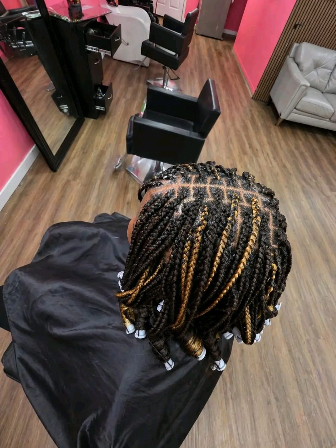 Box Braids with Gold Highlights - Afro Magic Braiding Hair