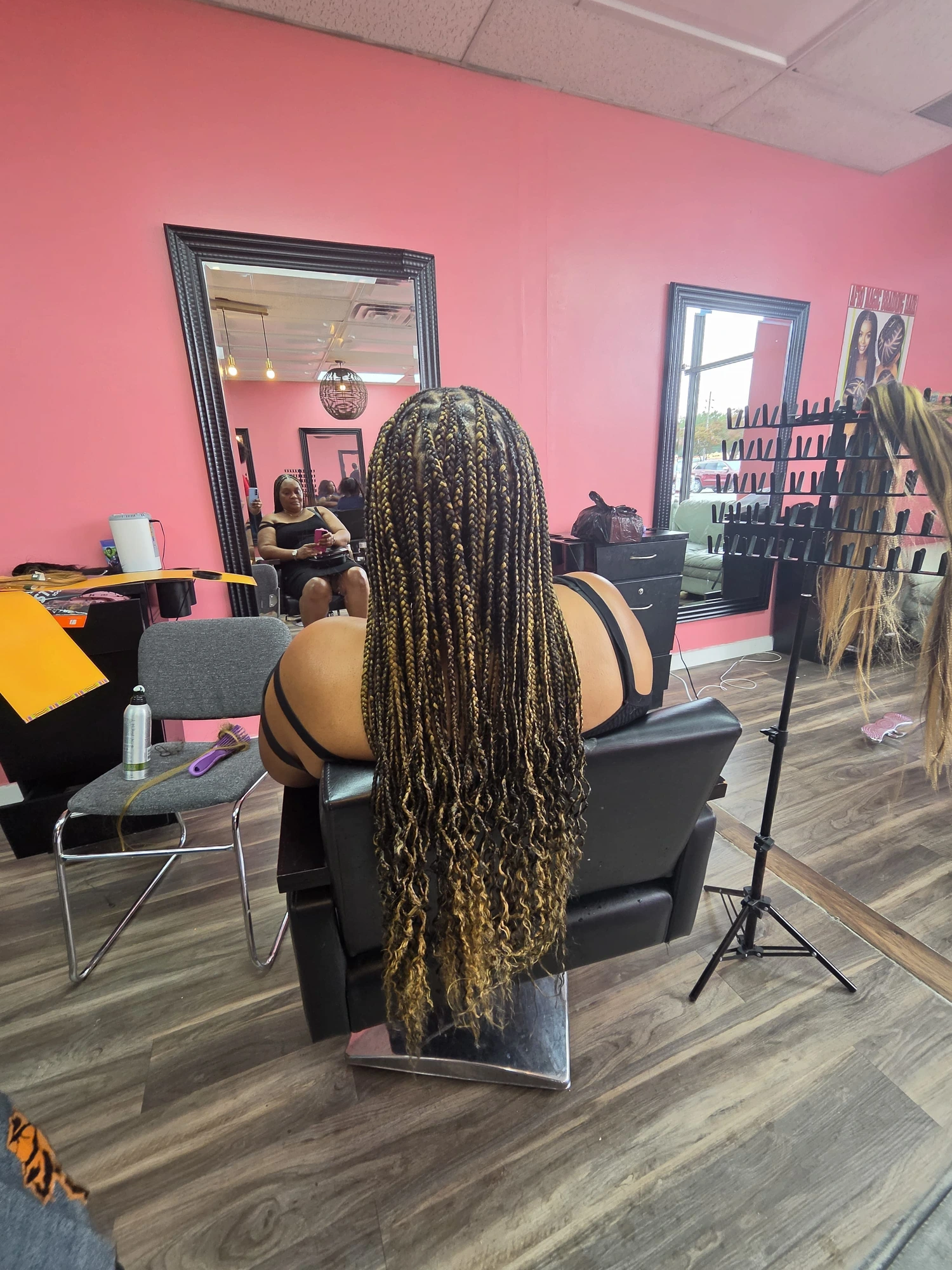 Knotless Braids Neat Parts Top View - Afro Magic Braiding Hair