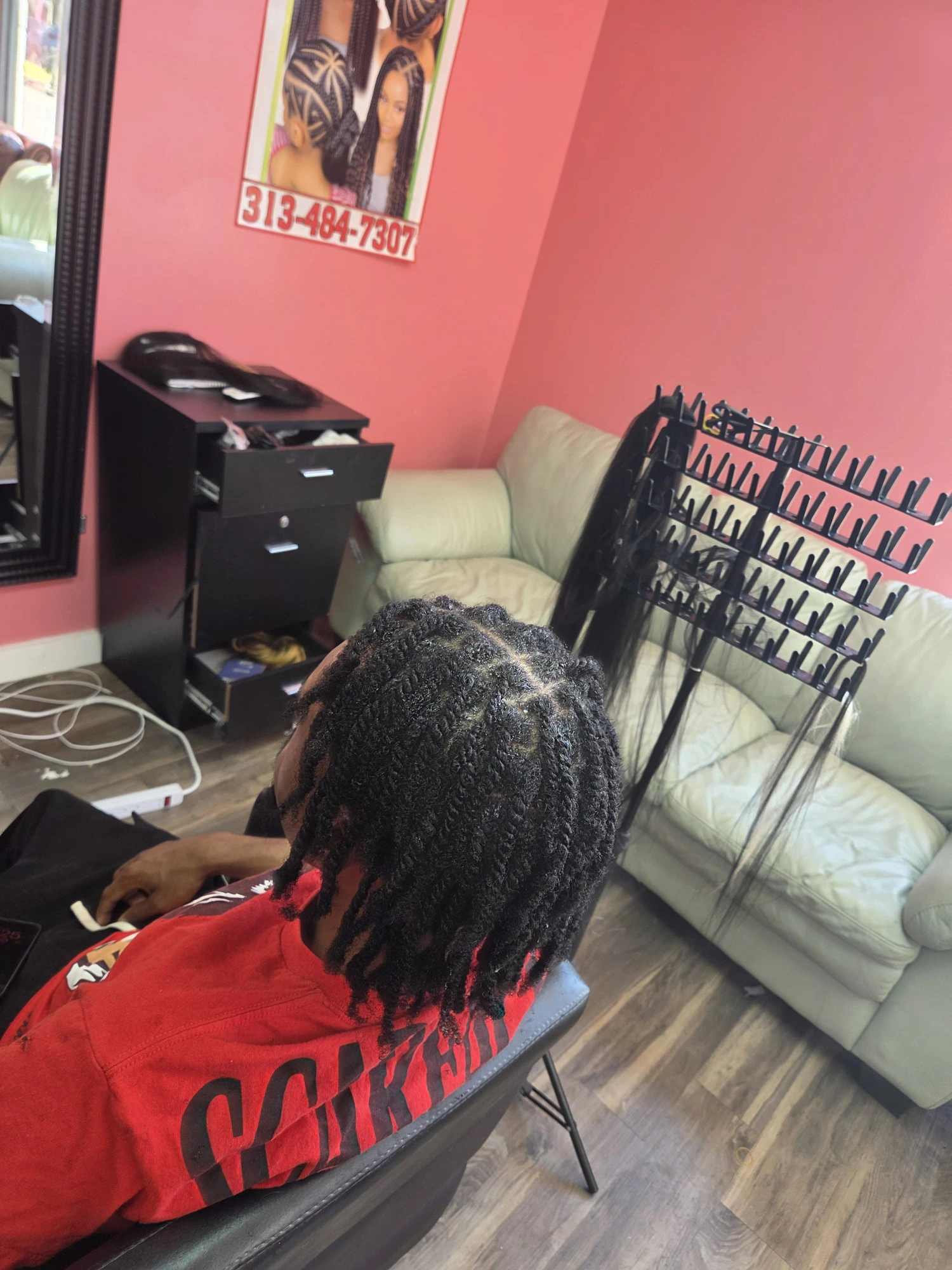 Mens Natural Twists Top View - Afro Magic Braiding Hair