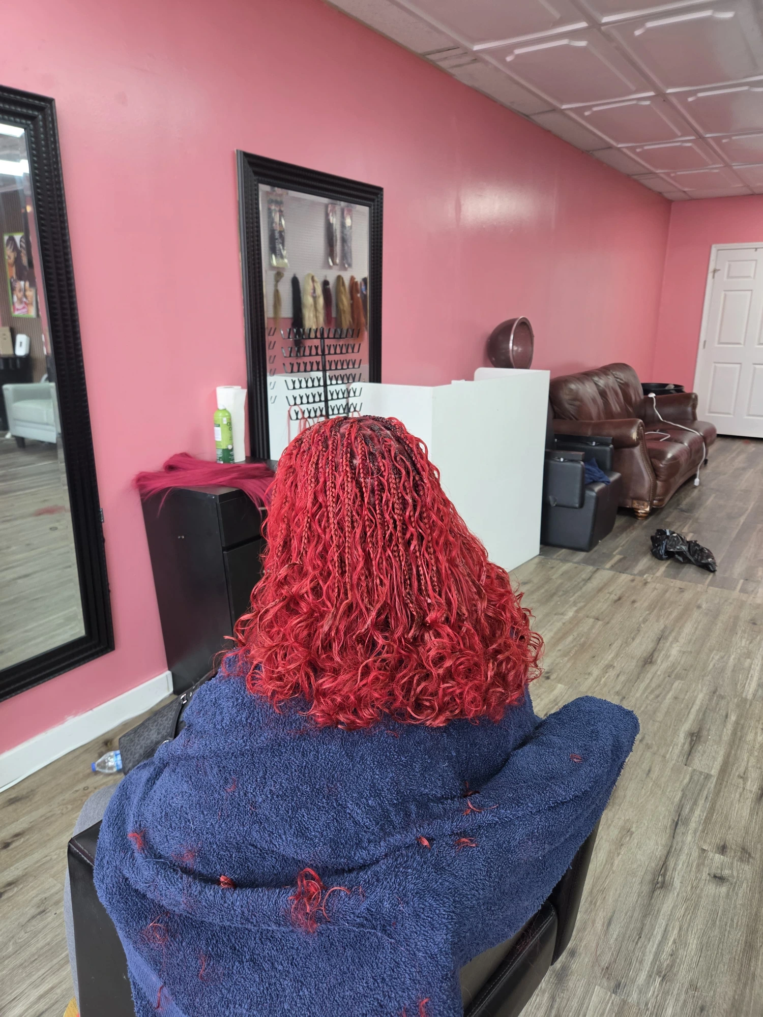 Small Boho Braids Red Top View - Afro Magic Braiding Hair