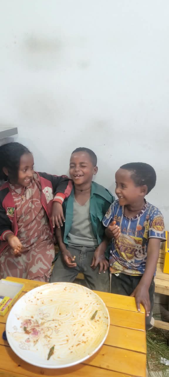Laughter after a shared meal.