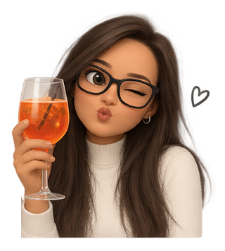 Memoji di Evi che brinda e manda un bacio