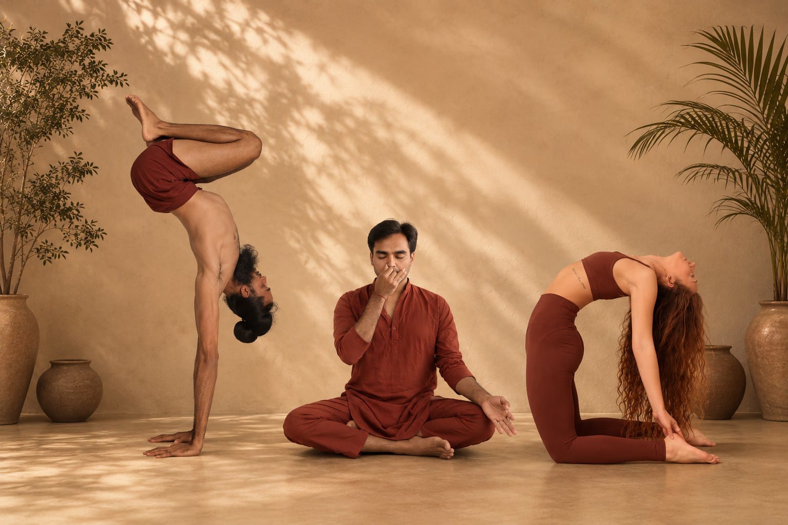 Happy Habit yoga class practising in warm sunlight