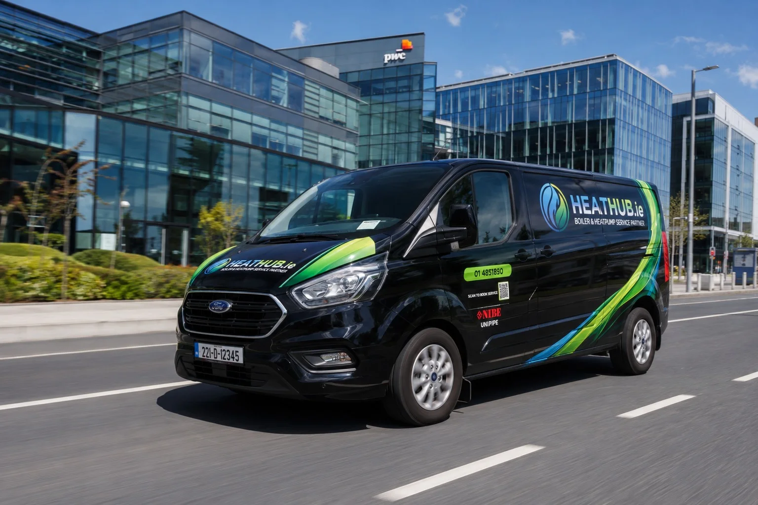HeatHub.ie service van — heat pump & boiler specialists in Dublin