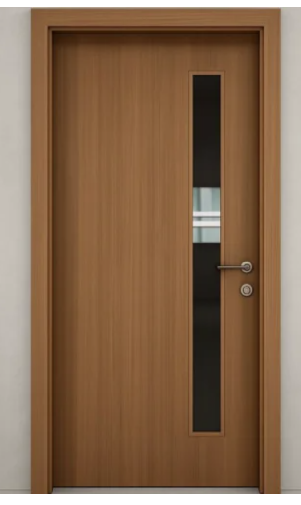 Teak Door with Glass Strip