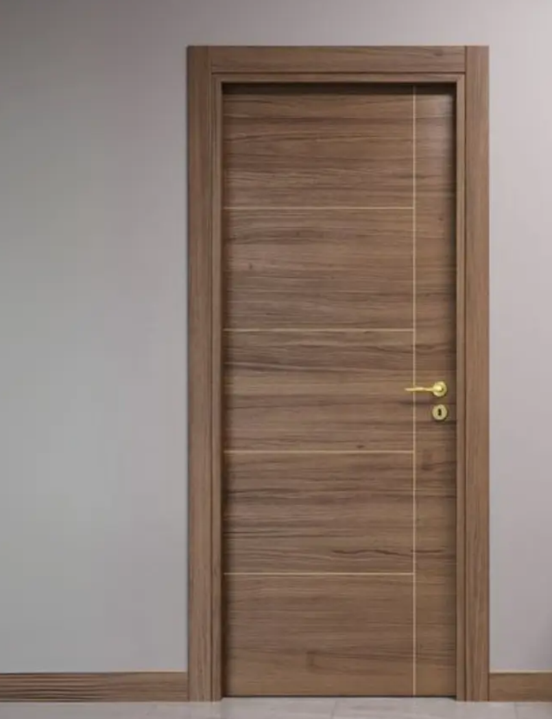 Walnut Door with Brass Inlays