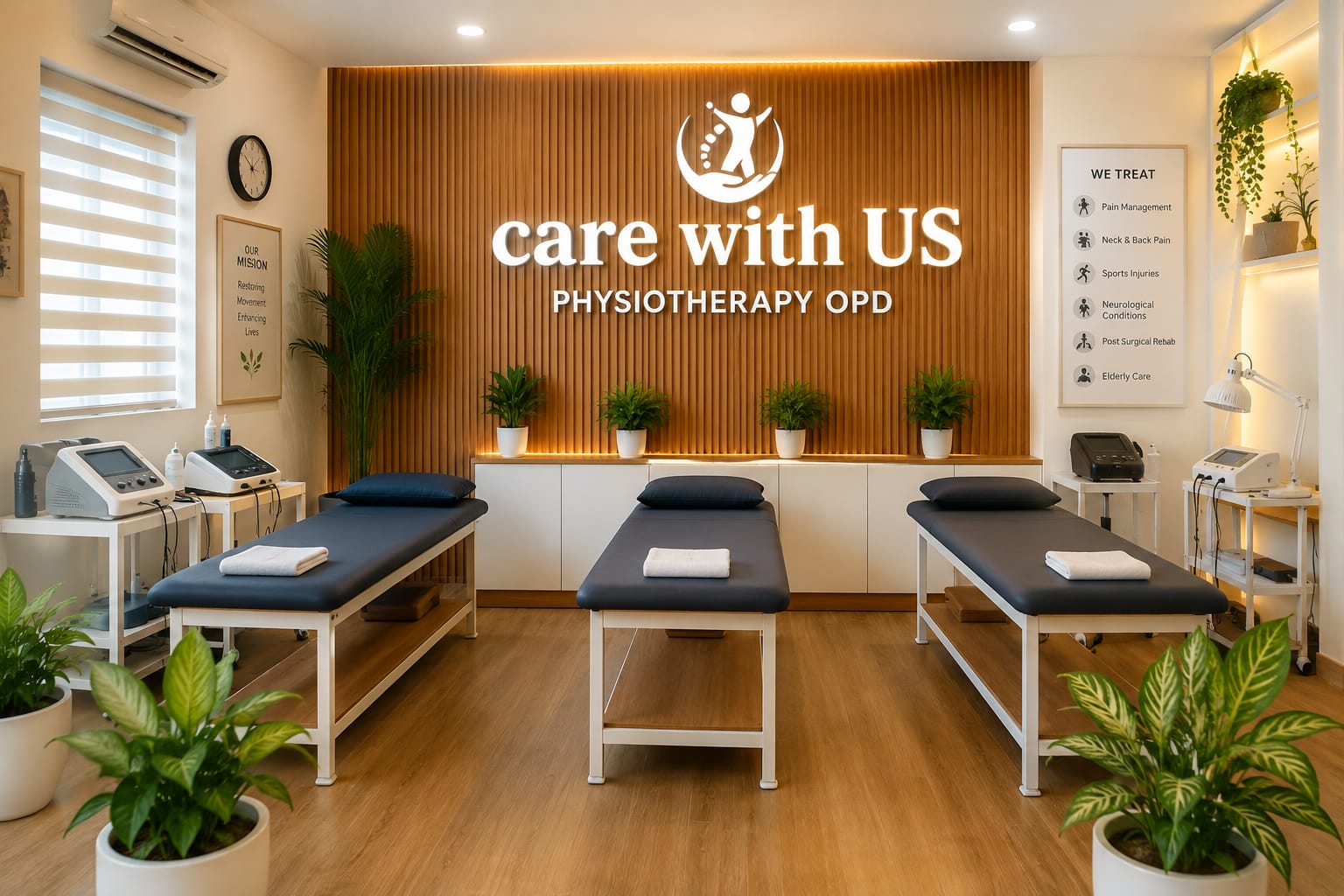 CARE WITH US Physiotherapy OPD clinic interior