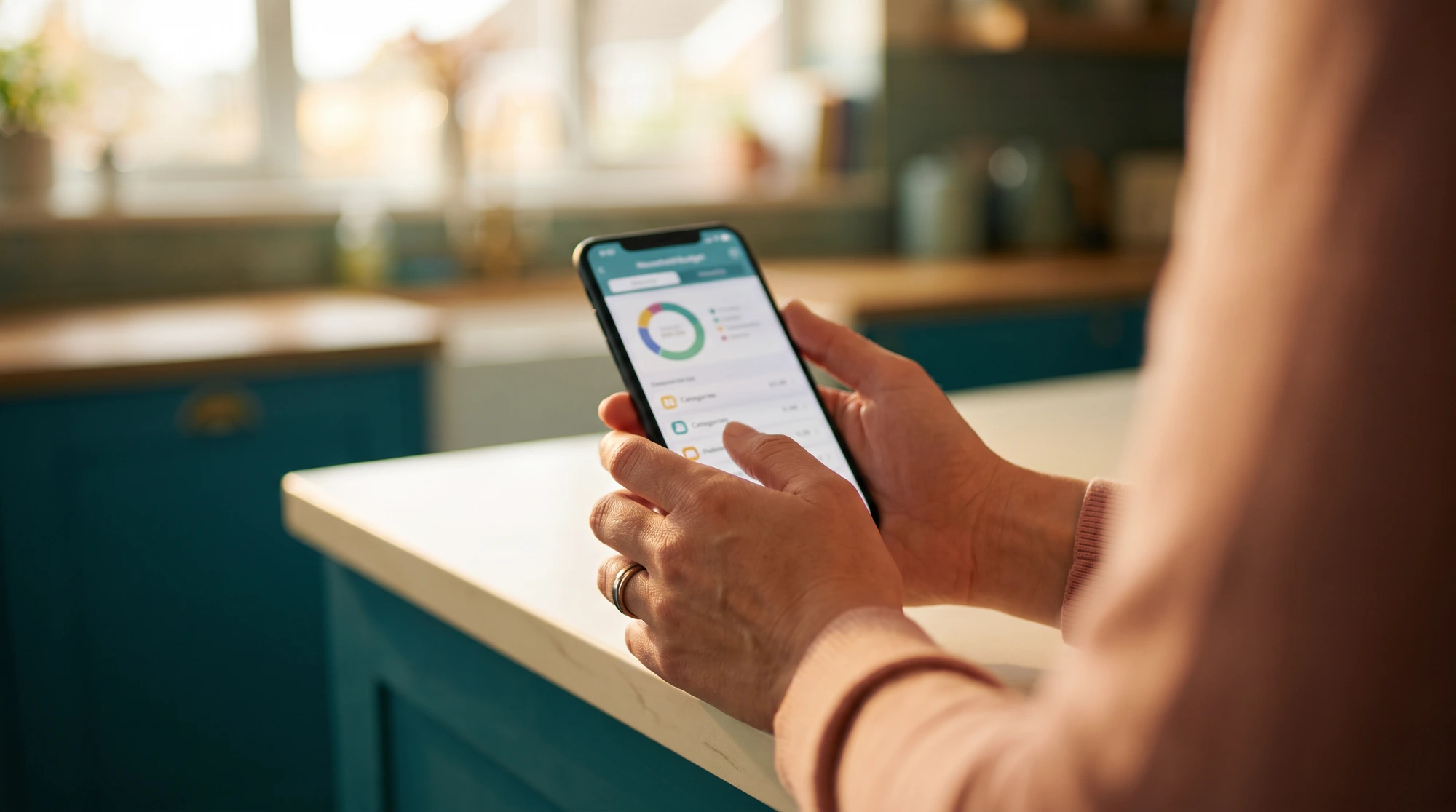 Hands holding a phone showing a payment breakdown