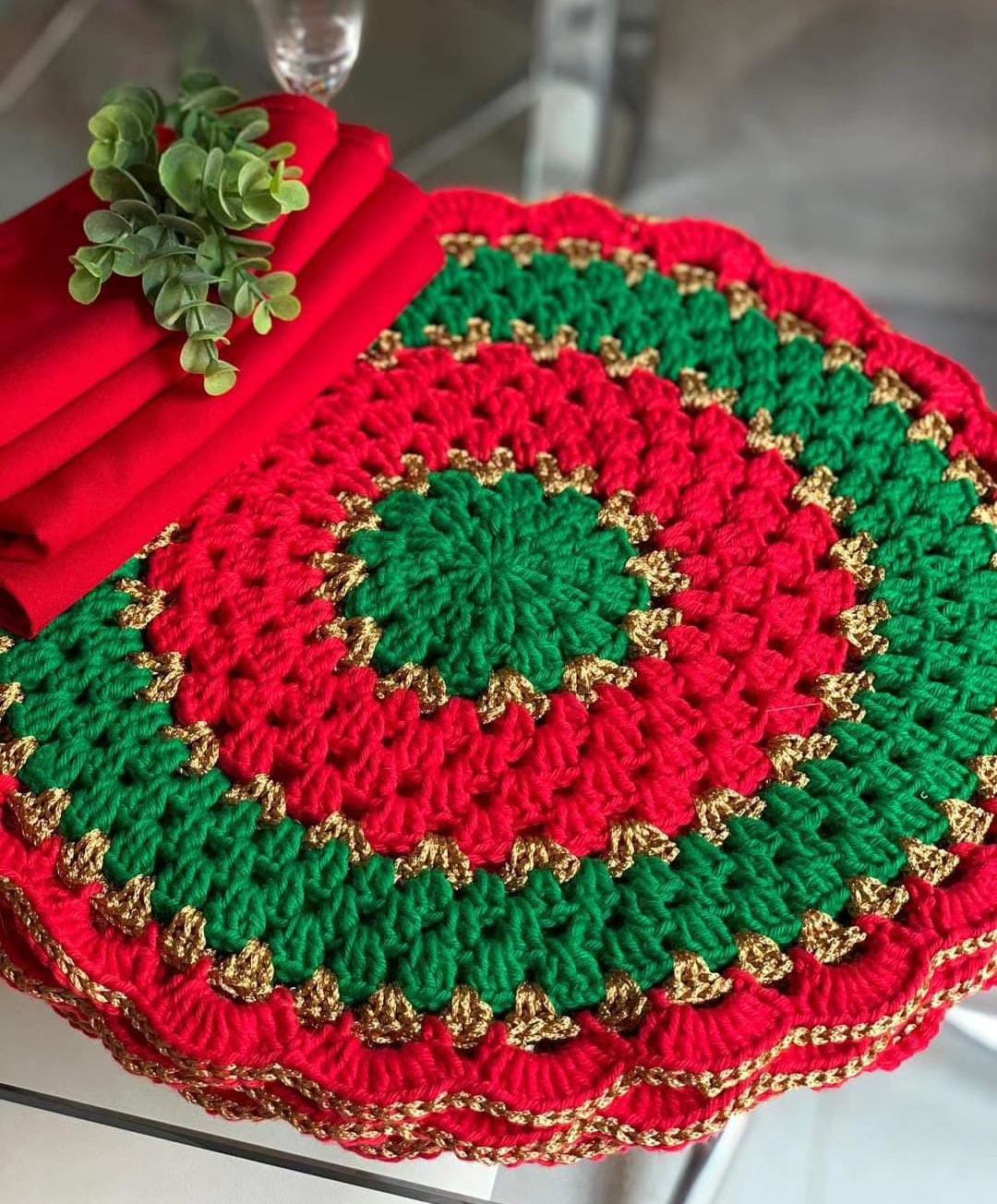 Sousplat de Natal em crochê