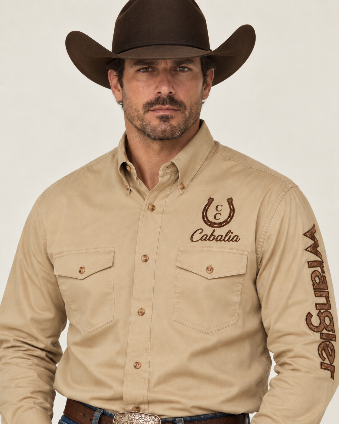 Camisa Wrangler bordada con el logo de Cabalia